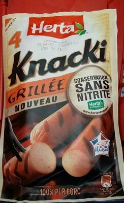 Knacki grillé sans nitrite Herta 280, code 7613036976411