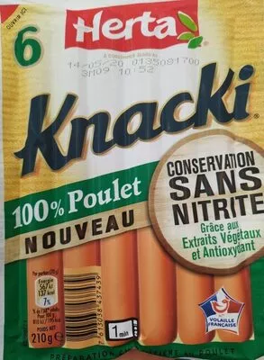 Knacki poulet sans nitrite Herta 210 g, code 7613038437439