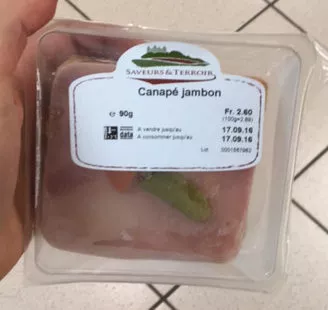 Canapé jambon Migros 90g, code 7613269144359