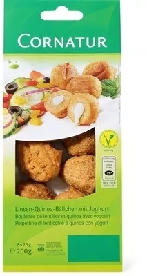 Boulettes de lentilles et quinoa avec yogourt Cornatur, Migros 200 g, code 7613269530398