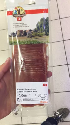 Jambon cru des Grisons Migros Terrasuisse 66 g, code 7613269599647