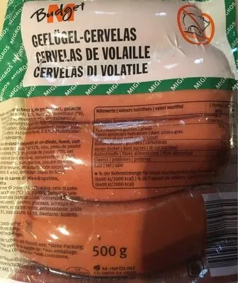 Cervelas de volaille M-budget,  MBudget 500 g, code 7613269786962