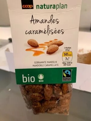 Amandes caramelisées Coop Naturaplan 110 g, code 7613331819444