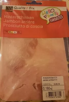 Jambon arrière Coop, Qualité & Prix 180 g, code 7613413473854