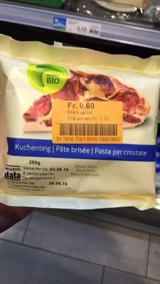 Pâte brisée Migros Bio,  Migros 250 g, code 7616700165159