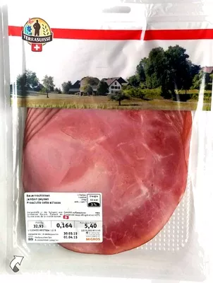 Jambon Paysan migros,  Migros Terrasuisse 164 g, code 7617027723206