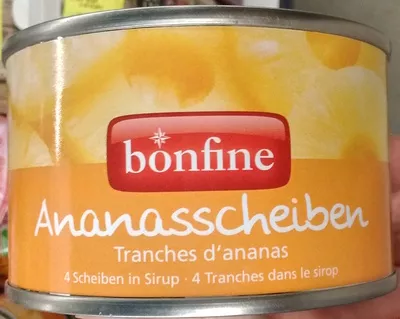 Tranches d'ananas dans le sirop Bonfine 227 g (135 g égoutté), code 7640126911342