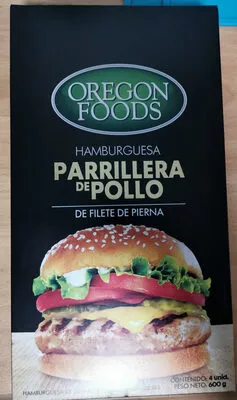 Hamburguesa parrillera de pollo de filete de pierna Oregon Foods 600 gr, code 7752460000306