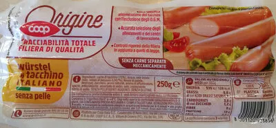 Wurstel di tacchino coop Casalecchio di Reno 250 g, code 8001120928856