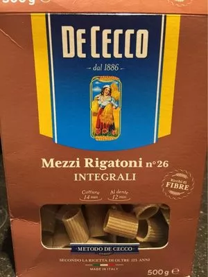 Mezzi Rigatoni integrali De cecco , code 8001250006271