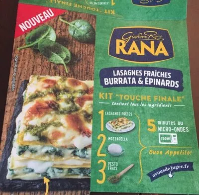 Lasagnes Fraîches Burrata & Epinards Giovanni Rana 395 g, code 8001665710251