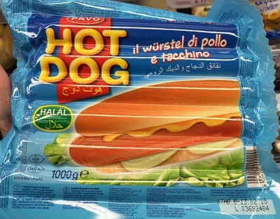 Hot Dog Pavo 1 kg, code 8004248002200