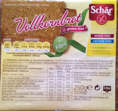 Vollkornbrot Schär 250 g, code 8008698014011