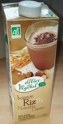 Boisson Riz 17 % Noisette Cacao délice végétal 1 L e, code 8019428008071