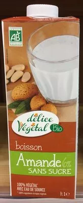 Lait d'amandes sans sucre Delice Vegetal Bio 1 L, code 8019428008118