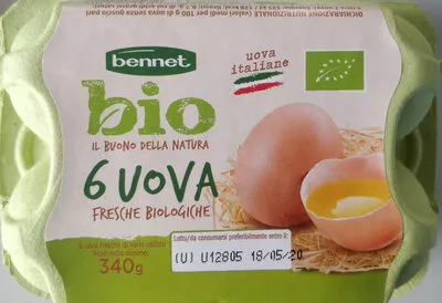 6 uova fresche biologiche Bennet 340 g, code 8019514054920