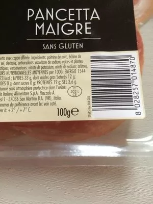 Pancetta maigre  100 g, code 8028257014870