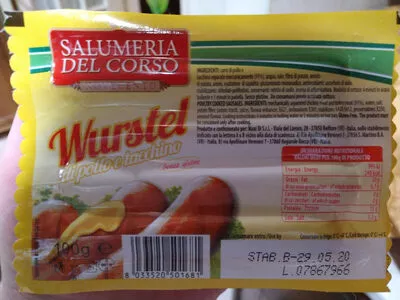 wurstel di pollo e tacchino salumeria del corso, aia, veronesi 100 g, code 8033520501681