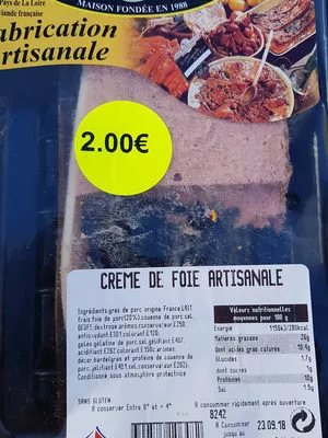 crème de foie artisanale saveurs des mauges 160g, code 81001064