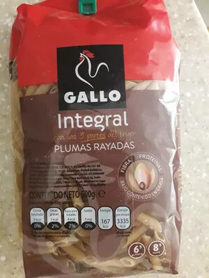 Pasta Plumas Rayadas Integral Gallo Gallo 500 g, code 8410069008213