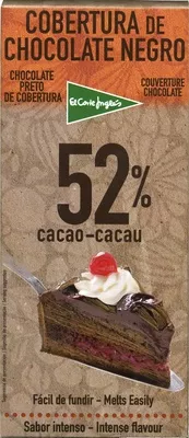 Tableta de chocolate negro para cobertura 52% cacao El Corte Inglés 200 g, code 8410109002775