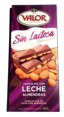 Chocolate con leche sin lactosa y almendras enteras Valor 150 g, code 8410109004830