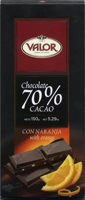 Chocolate negro 70% cacao con naranja Valor 150 g, code 8410109008852