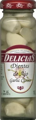 Dientes de ajo encurtidos Delicias 100 g (neto), 65 g (escurrido, 106 ml, code 8410182800053