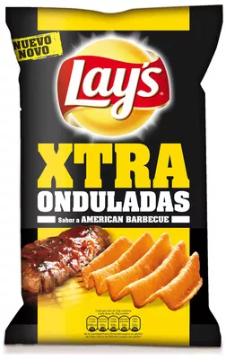 Patatas fritas XTRA onduladas sabor american barbecue Lay's 110 g, code 8410199008664