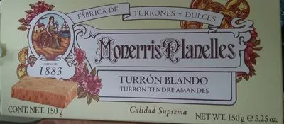 Turron Blando, tendre amandes Monerris Planelles 150g, code 8410223550145