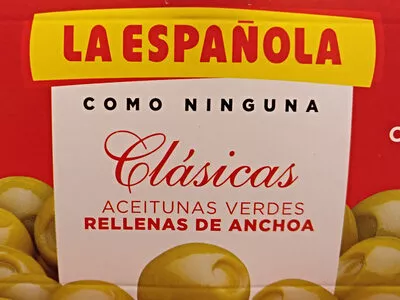 Aceitunas rellenas de anchoa latas La Española , code 8410226011186