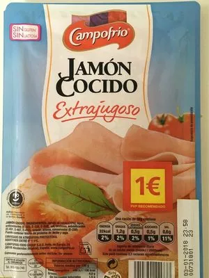 Jamón cocido lonchas sin gluten sin lactosa Campofrio 90 g, code 8410320111737