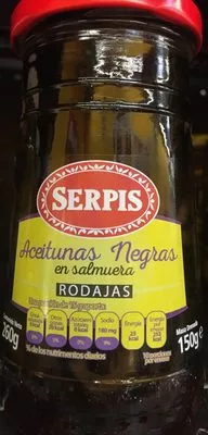 Aceitunas negras en rodajas frasco 150 g Serpis 260 g, code 8410344000277