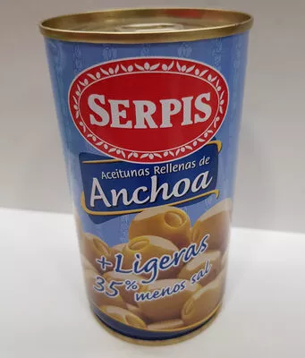 Aceitunas rellenas de anchoa ligeras Serpis 150 g, code 8410344113502