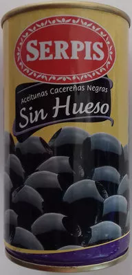 Aceitunas negras cacereñas sin hueso Serpis 350 g neto, 150 g escurrido, code 8410344320016