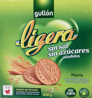 Galleta maría ligera sin sal y sin azúcar Gullón 600 g (3 x 200 g), code 8410376000825