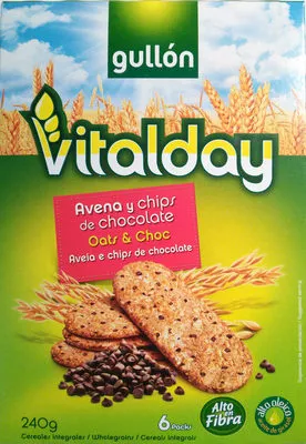 Vitalday galletas de avena con chips de chocolate Gullón 240 g (6 x 40 g), code 8410376042504