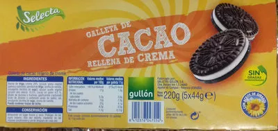 Galleta de Cacao Rellena de Crema Selecta 220 g (5 x 44 g), code 8410376047554