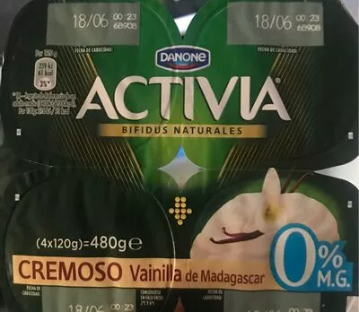 Activia 0% cremoso vainilla de Madagascar Danone 480 g, code 8410500019587