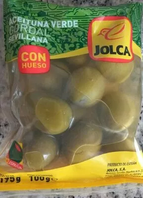 Aceituna verde gordal con hueso Jolca 100 g, code 8410667002002