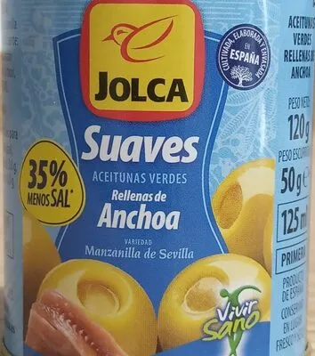 Aceitunas verdes rellenas de anchoa suaves Jolca , code 8410667020617