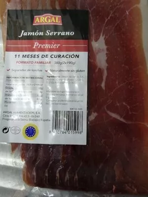 Jamon serrano Argal 2 x 190 g, code 8410764015998