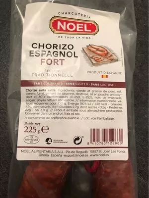 Chorizo espagnol fort Charcuteria NOEL 225 g, code 8410783122660