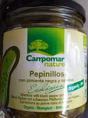 Pepinillos con pimienta negra y comino Campomar Nature 350 g (neto), 190 g (escurrido), code 8410791002725