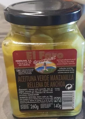 Aceituna verde manzanilla rellena de anchoas  , code 8410813218172