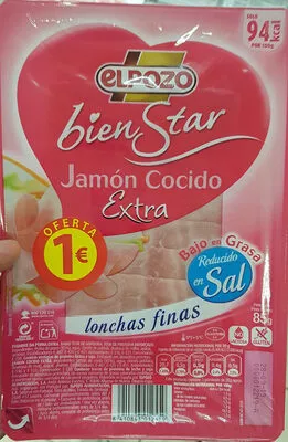 Bienstar jamón cocido extra bajo grasa lonchas Elpozo , code 8410843012559