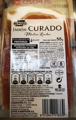 Jamón curado medias lonchas elpozo , code 8410843018339