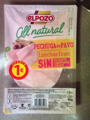 All natural pechuga de pavo lonchas finas sin El Pozo 90g, code 8410843035947