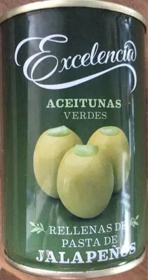 Aceitunas verdes rellenas de jalapeños Excelencia 130 g, code 8410971031538