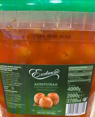 Aceitunas verdes gigantes  4000 g, code 8410971033815